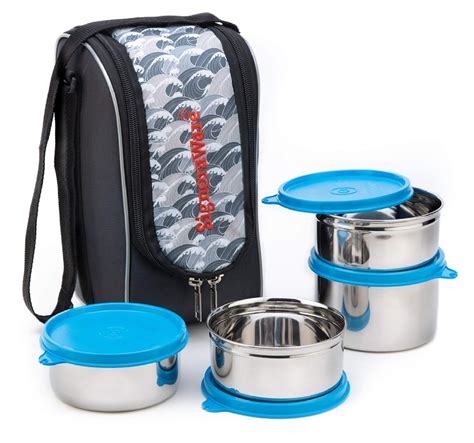 signoraware best stainless-steel lunch box set 4 with bag|Signoraware Executive Stainless Steel Lunch Box Set .